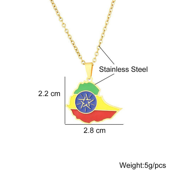 Ethiopia Flag Map Necklace