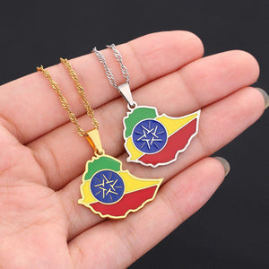 Ethiopia Flag Map Necklace