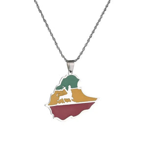 Ethiopia Flag Map Necklace