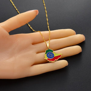 Ethiopia Flag Map Necklace