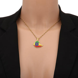 Ethiopia Flag Map Necklace