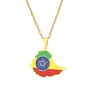 Ethiopia Flag Map Necklace