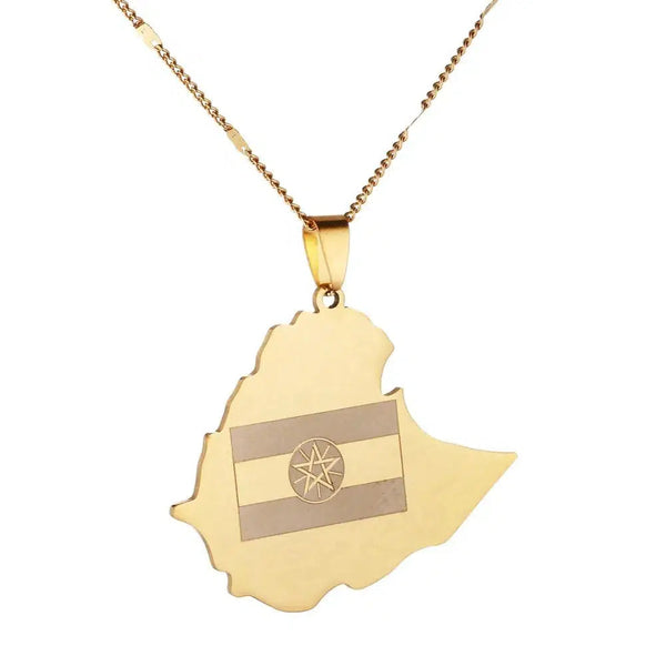 Ethiopia Flag Map Necklace