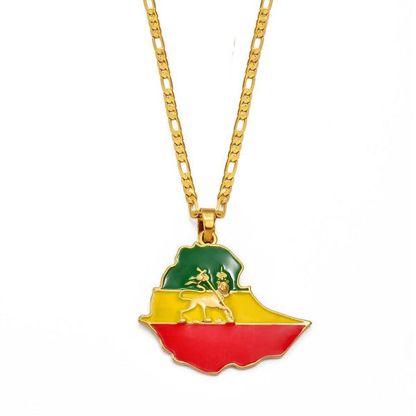 Ethiopia Flag Map Necklace