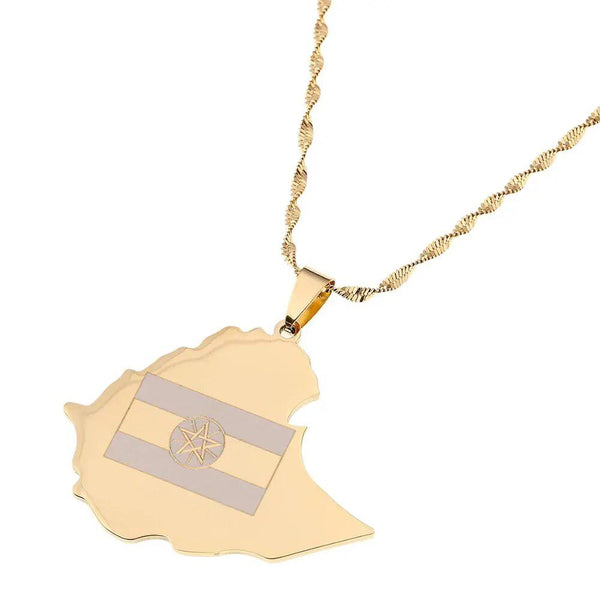 Ethiopia Flag Map Necklace