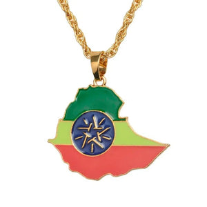 Ethiopia Flag Map Necklace