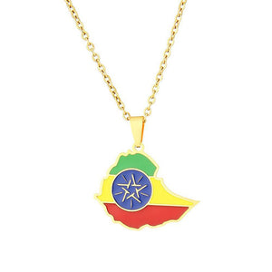 Ethiopia Flag Map Necklace