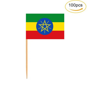 Ethiopia Flag Toothpicks - Cupcake Toppers (100Pcs)
