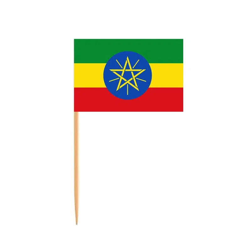 Ethiopia Flag Toothpicks - Cupcake Toppers (100Pcs)