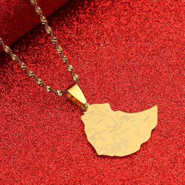 Ethiopia Map Necklace