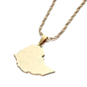 Ethiopia Map Necklace