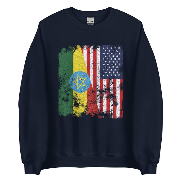 Ethiopia USA Flag - Half American Sweatshirt