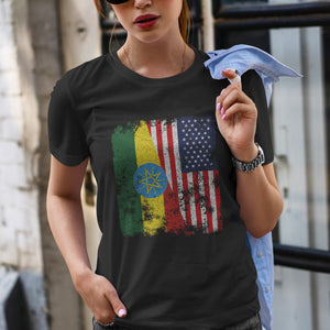 Ethiopia USA Flag - Half American T-Shirt