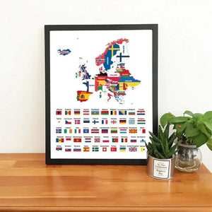 Europe Flag Map Poster – European Country Flags Wall Art