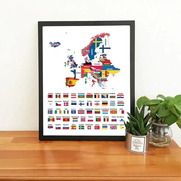 Europe Flag Map Poster – European Country Flags Wall Art
