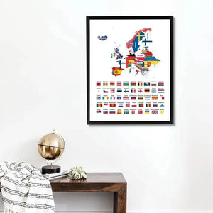 Europe Flag Map Poster – European Country Flags Wall Art