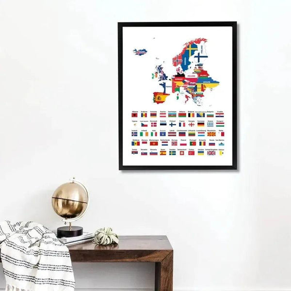 Europe Flag Map Poster – European Country Flags Wall Art