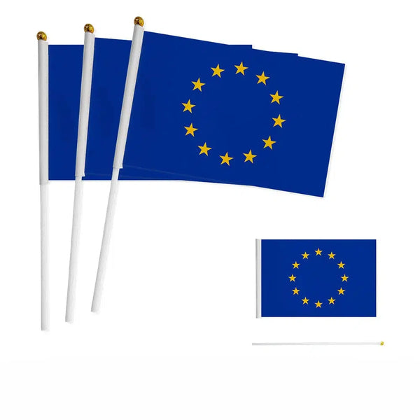 European Union Flag on Stick - Small Handheld Flag (50/100Pcs)