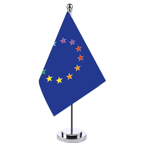 European Union Pride Desk Flag - Small LGBTQIA2S+ Table Flag