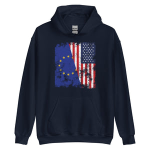 European Union USA Flag - Half American Hoodie