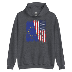 European Union USA Flag - Half American Hoodie