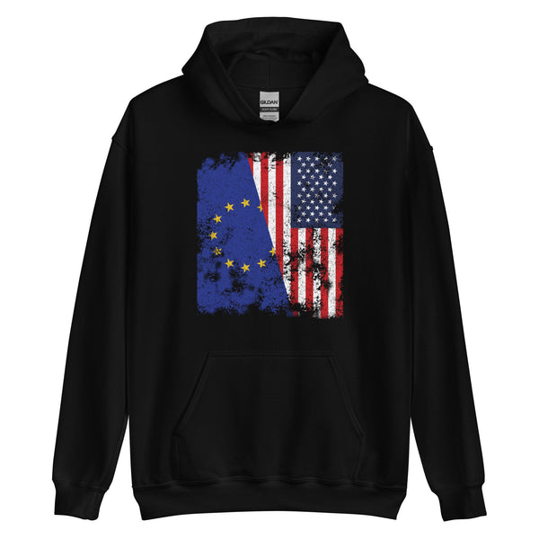 European Union USA Flag - Half American Hoodie