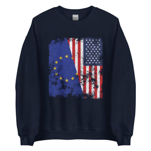 European Union USA Flag - Half American Sweatshirt