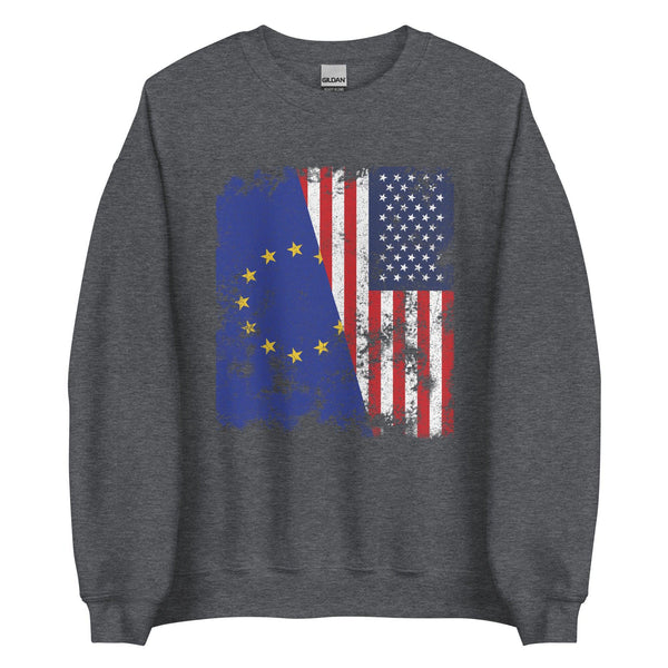 European Union USA Flag - Half American Sweatshirt