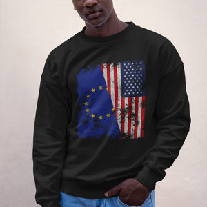 European Union USA Flag - Half American Sweatshirt
