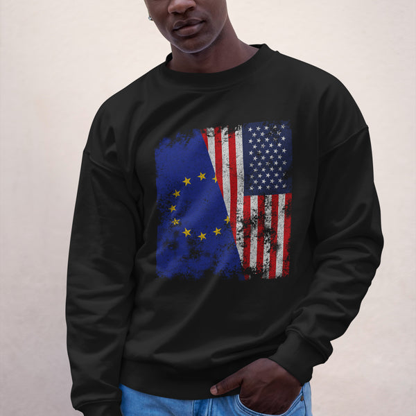 European Union USA Flag - Half American Sweatshirt