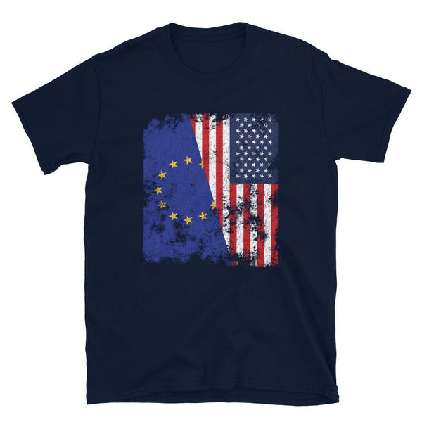 European Union USA Flag - Half American T-Shirt