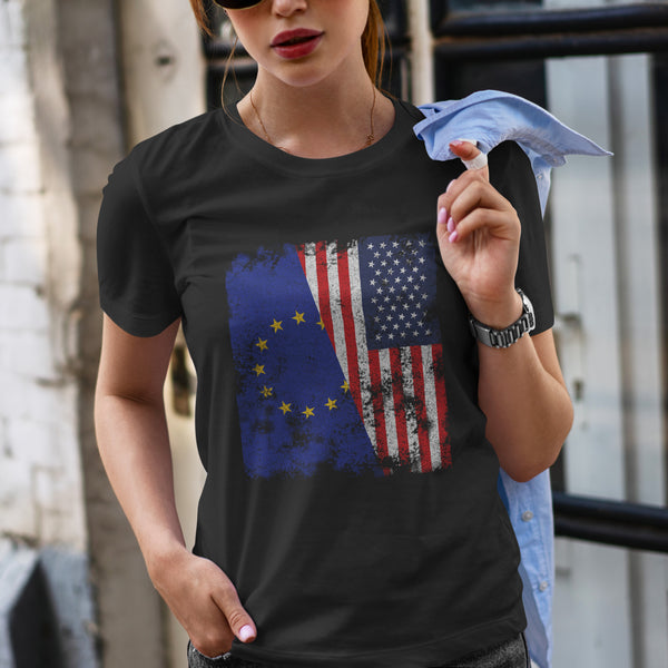 European Union USA Flag - Half American T-Shirt