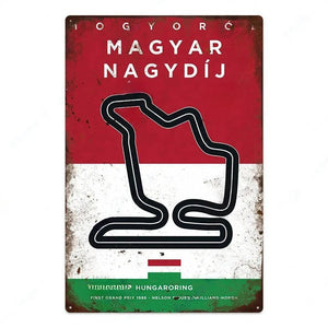 F1 Race Track Poster - Decorative Metal Tin Signs