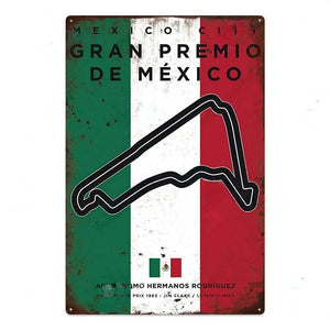 F1 Race Track Poster - Decorative Metal Tin Signs