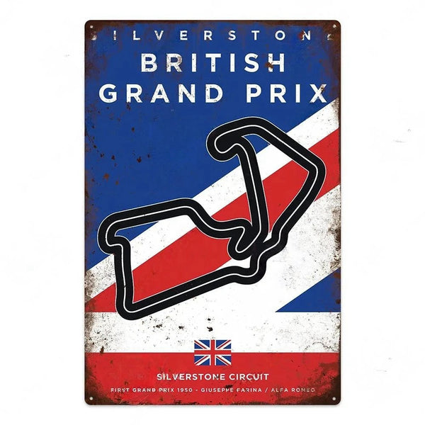 F1 Race Track Poster - Decorative Metal Tin Signs