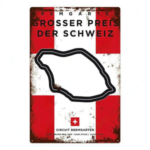 F1 Race Track Poster - Decorative Metal Tin Signs