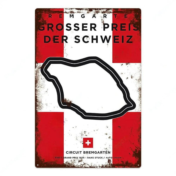 F1 Race Track Poster - Decorative Metal Tin Signs