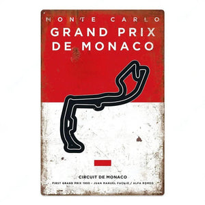 F1 Race Track Poster - Decorative Metal Tin Signs