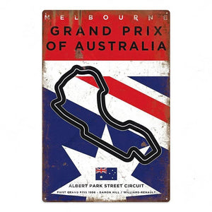 F1 Race Track Poster - Decorative Metal Tin Signs