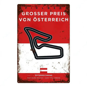 F1 Race Track Poster - Decorative Metal Tin Signs