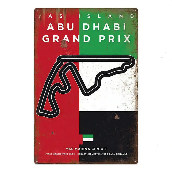 F1 Race Track Poster - Decorative Metal Tin Signs