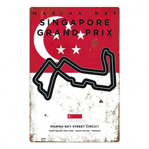 F1 Race Track Poster - Decorative Metal Tin Signs
