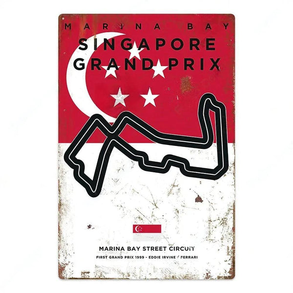 F1 Race Track Poster - Decorative Metal Tin Signs