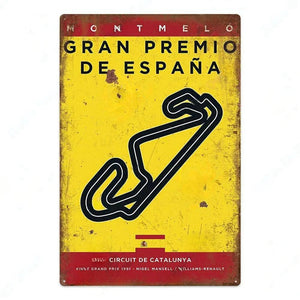 F1 Race Track Poster - Decorative Metal Tin Signs
