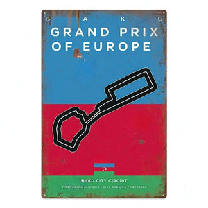 F1 Race Track Poster - Decorative Metal Tin Signs