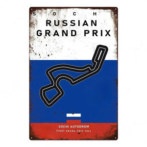 F1 Race Track Poster - Decorative Metal Tin Signs