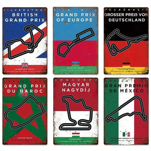 F1 Race Track Poster - Decorative Metal Tin Signs