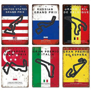 F1 Race Track Poster - Decorative Metal Tin Signs