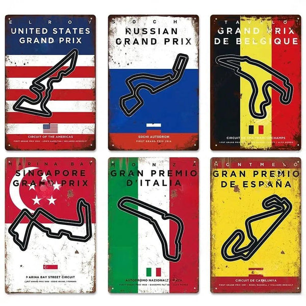F1 Race Track Poster - Decorative Metal Tin Signs
