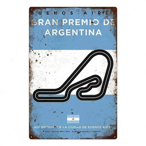F1 Race Track Poster - Decorative Metal Tin Signs